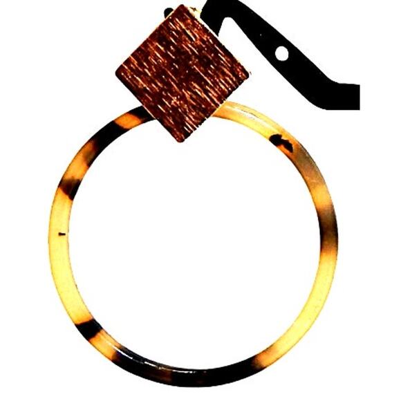 New Classic Resin Tortoise Shell  Hoop With Metal Post Earring - Picture 3 of 6